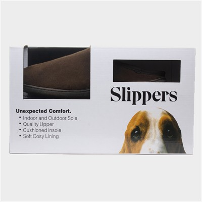 Ashton Mens Brown Suede Mule Slippers