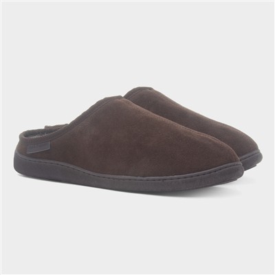 Ashton Mens Brown Suede Mule Slippers