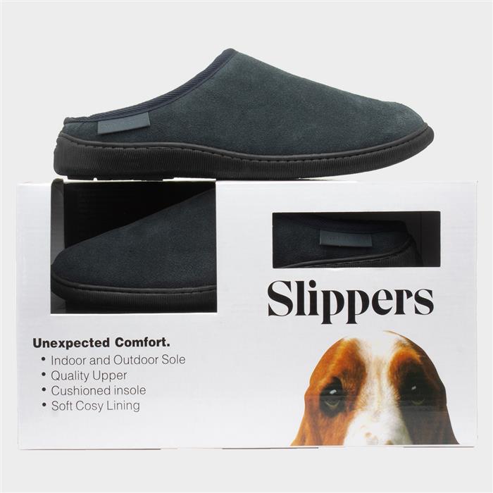 Ashton Mens Navy Suede Mule Slipper