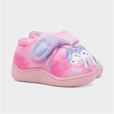 Girls Pink Unicorn Slipper