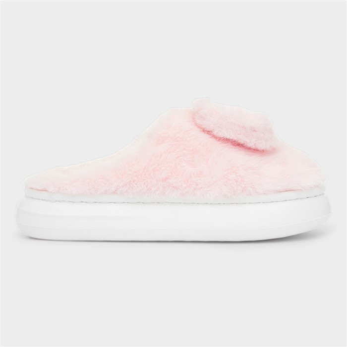 Libbie Pink Mule Fluffy Slipper