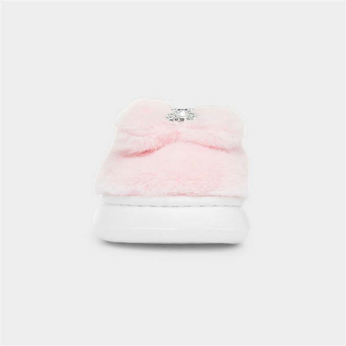 Libbie Pink Mule Fluffy Slipper