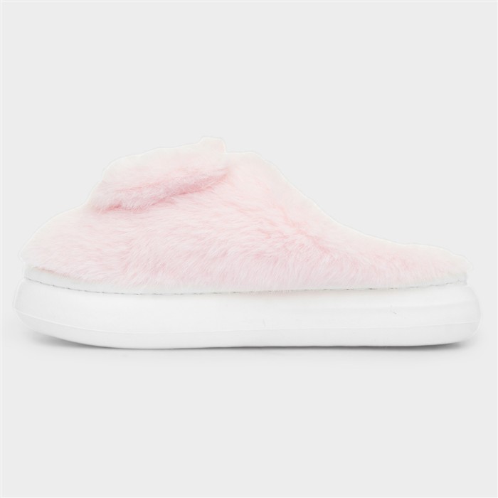 Libbie Girls Pink Mule Fluffy Slipper
