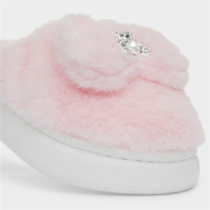 Libbie Pink Mule Fluffy Slipper