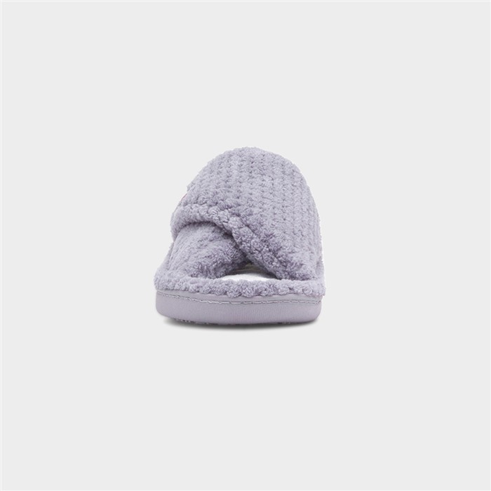 Popcorn Turnover Womens Grey Mule Slipper