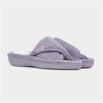 Popcorn Turnover Womens Grey Mule Slipper