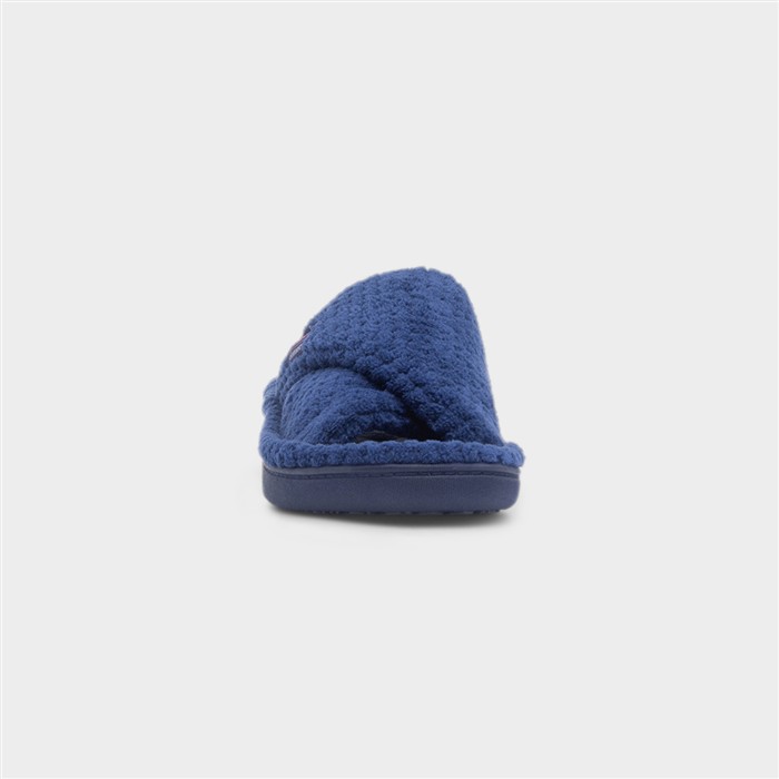 Popcorn Turnover Womens Navy Mule Slipper