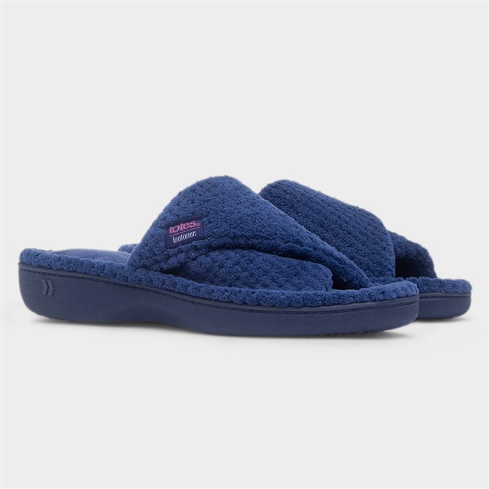 Popcorn Turnover Womens Navy Mule Slipper