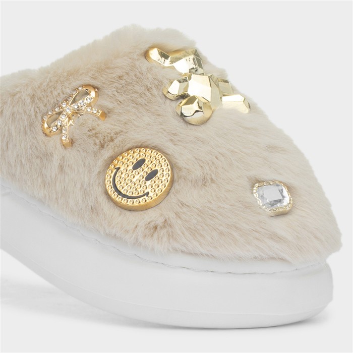 Klara Kids Beige Embellished Slipper