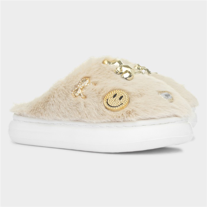 Klara Kids Beige Embellished Slipper