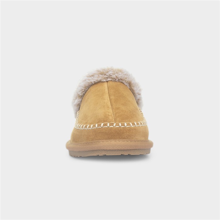Anika Womens Tan Mule Suede Slipper