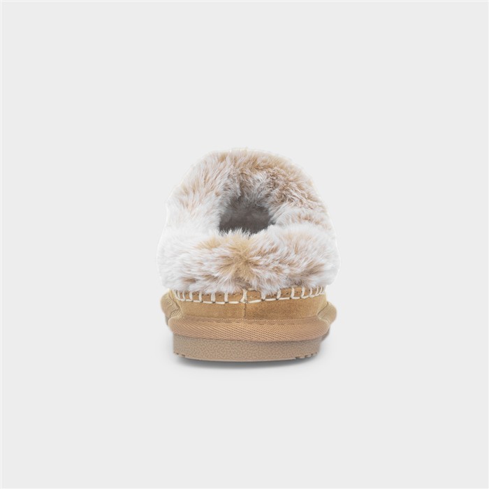 Anika Womens Tan Mule Suede Slipper