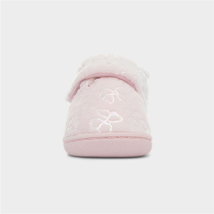 Girls Pink Easy Fasten Slipper