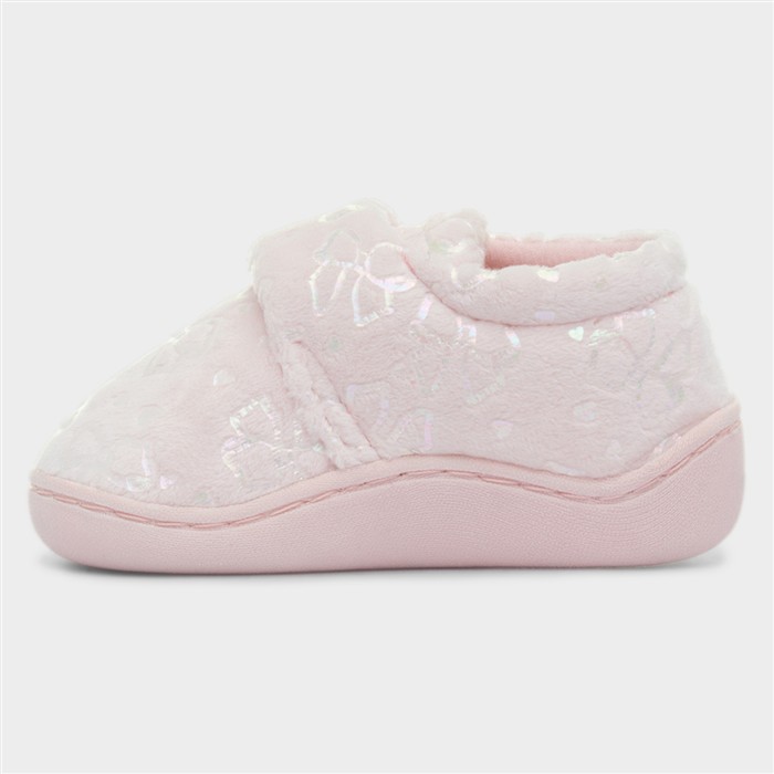 Girls Pink Easy Fasten Slipper