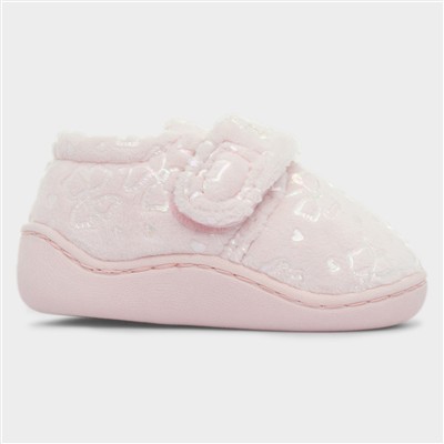 Girls Pink Easy Fasten Slipper