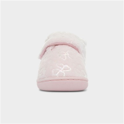 Girls Pink Easy Fasten Slipper