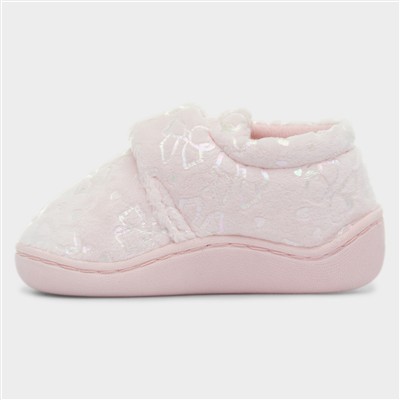 Girls Pink Easy Fasten Slipper