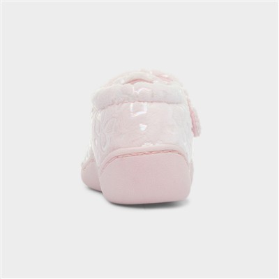 Girls Pink Easy Fasten Slipper