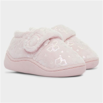 Girls Pink Easy Fasten Slipper