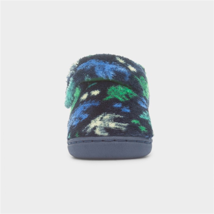 Boys Navy Dino Full Slipper