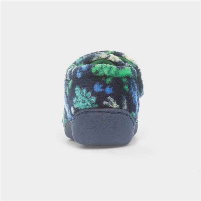 Boys Navy Dino Full Slipper