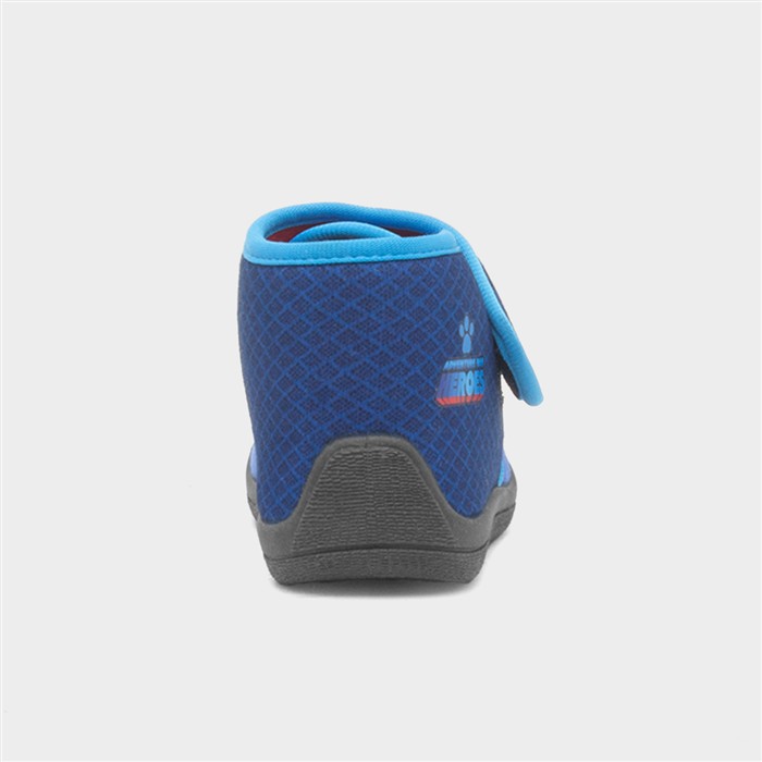 Kids Navy Easy Fasten Full Slipper