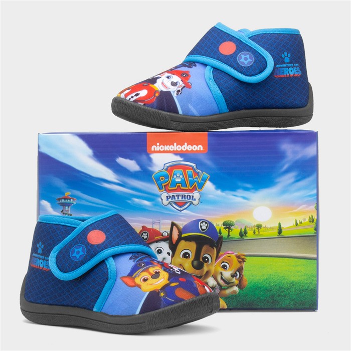 Kids Navy Easy Fasten Full Slipper