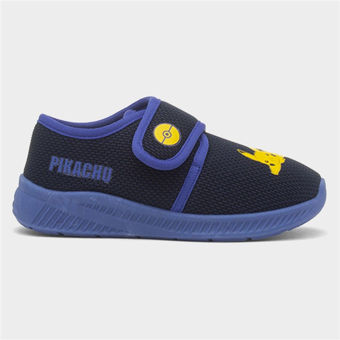 Kids Navy Pikachu Easy Fasten Full Slipper