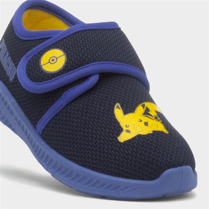 Kids Navy Pikachu Easy Fasten Full Slipper