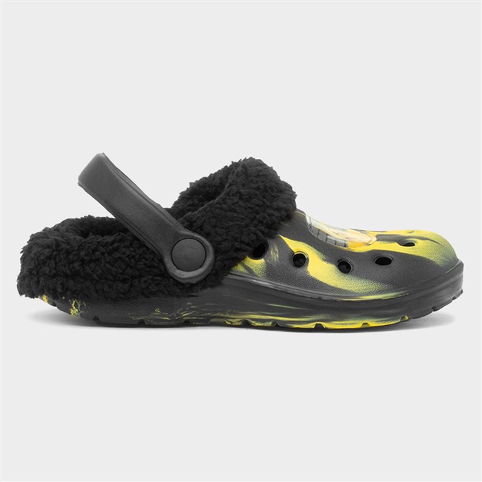Kids Black Pikachu Warm Lined EVA Clog