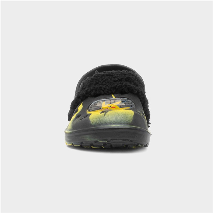Kids Black Pikachu Warm Lined EVA Clog