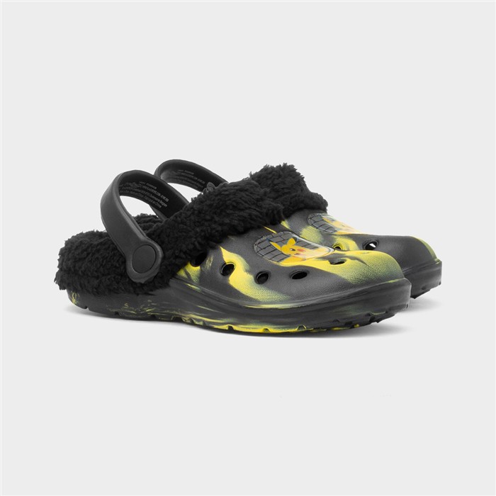 Kids Black Pikachu Warm Lined EVA Clog