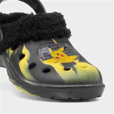 Kids Black Warm Lined EVA Clog