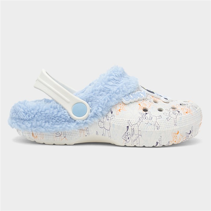 Bluey Blue Y Wave Kids Faux Fur Lined Eva Clog Size 7