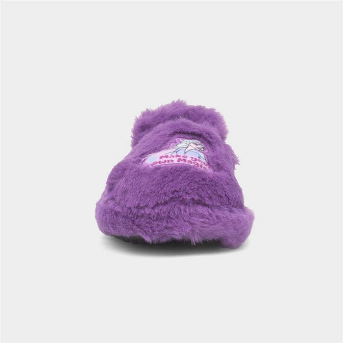 Kids Purple Faux Fur Fluffy Slipper