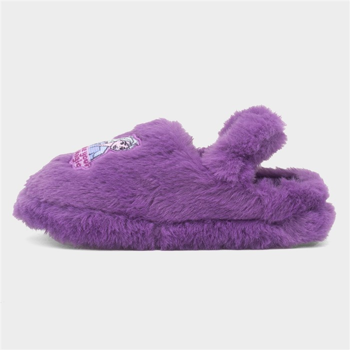 Kids Purple Faux Fur Fluffy Slipper
