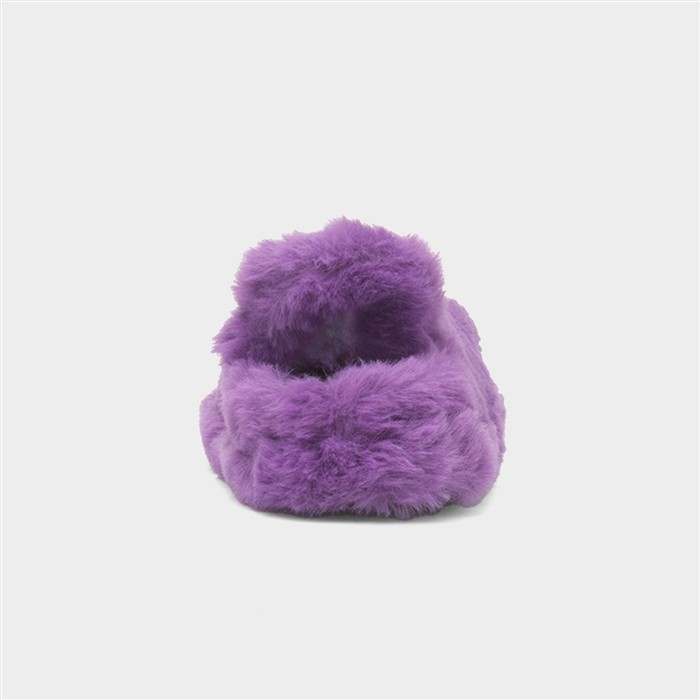 Kids Purple Faux Fur Fluffy Slipper