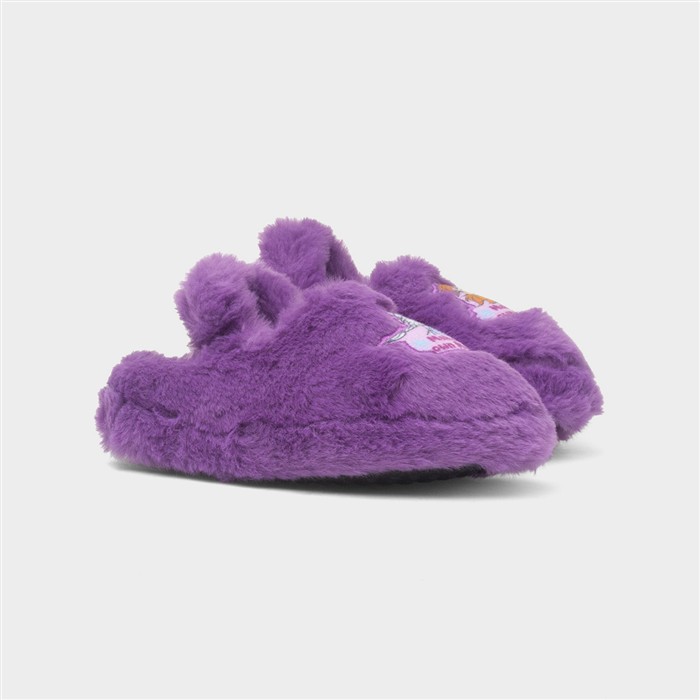 Kids Purple Faux Fur Fluffy Slipper