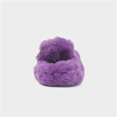 Kids Purple Faux Fur Slipper