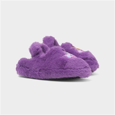Kids Purple Faux Fur Slipper