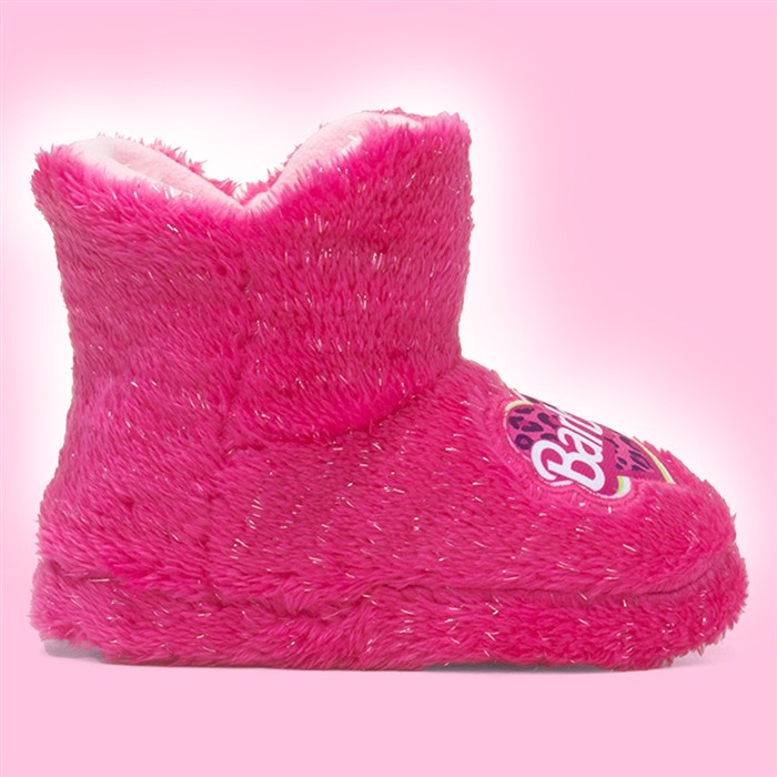Kids Pink Character Fluffy Slipper Boot
