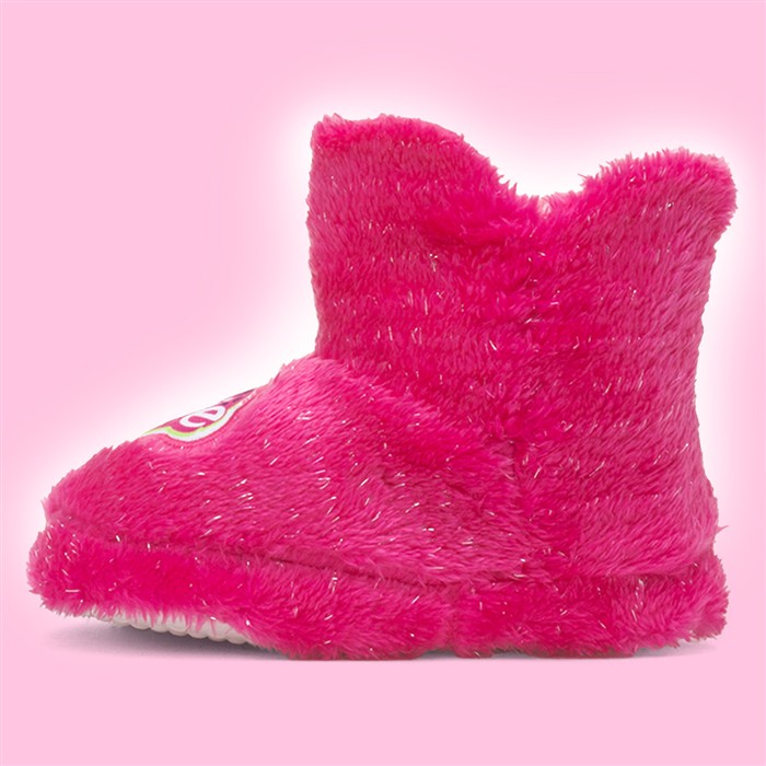 Kids Pink Character Fluffy Slipper Boot