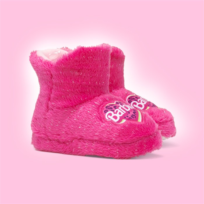 Kids Pink Character Fluffy Slipper Boot