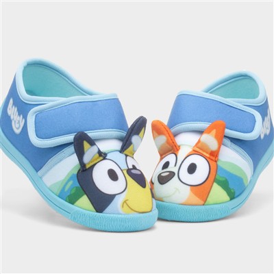 Kids Blue Easy Fasten Slippers