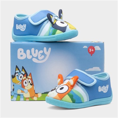 Kids Blue Easy Fasten Slippers