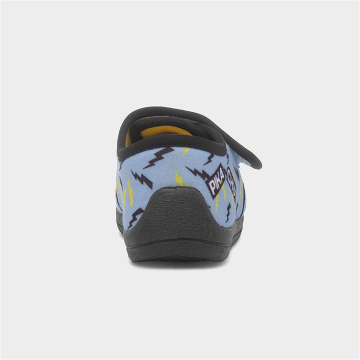 Kids Blue Easy Fasten Light Up Slipper