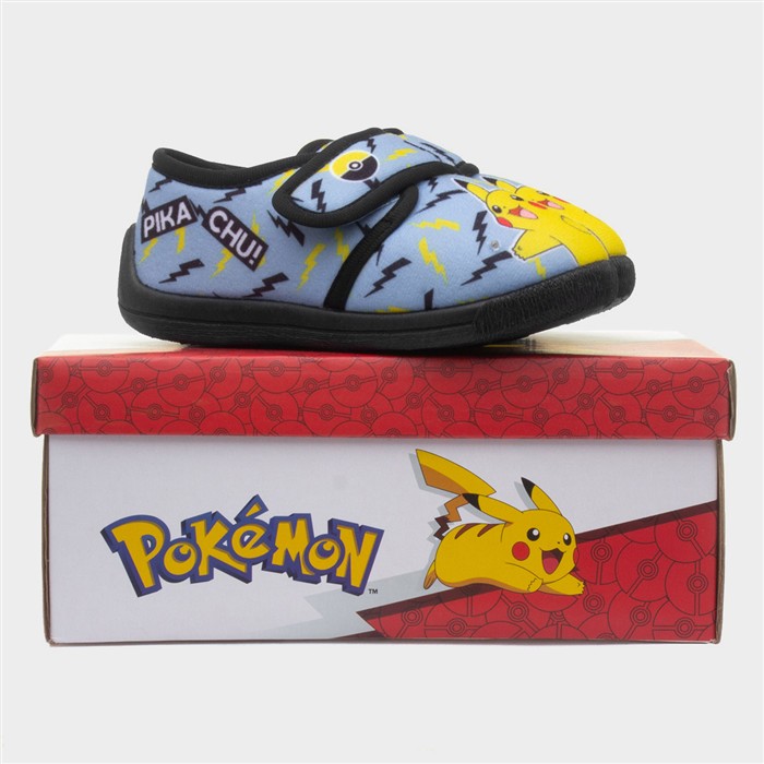 Kids Blue Easy Fasten Light Up Slipper
