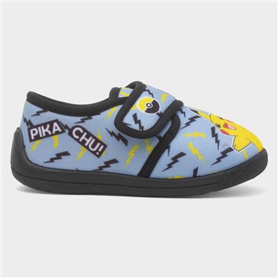 Kids Blue Easy Fasten Light Up Slipper