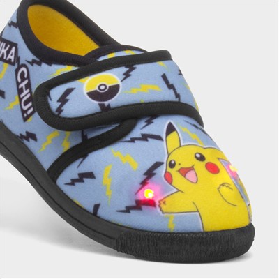 Kids Blue Easy Fasten Light Up Slipper