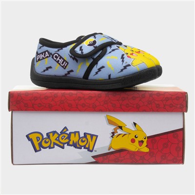 Kids Blue Easy Fasten Light Up Slipper